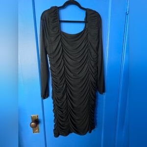 Ava & Viv Black Ruched Long Sleeve Dress